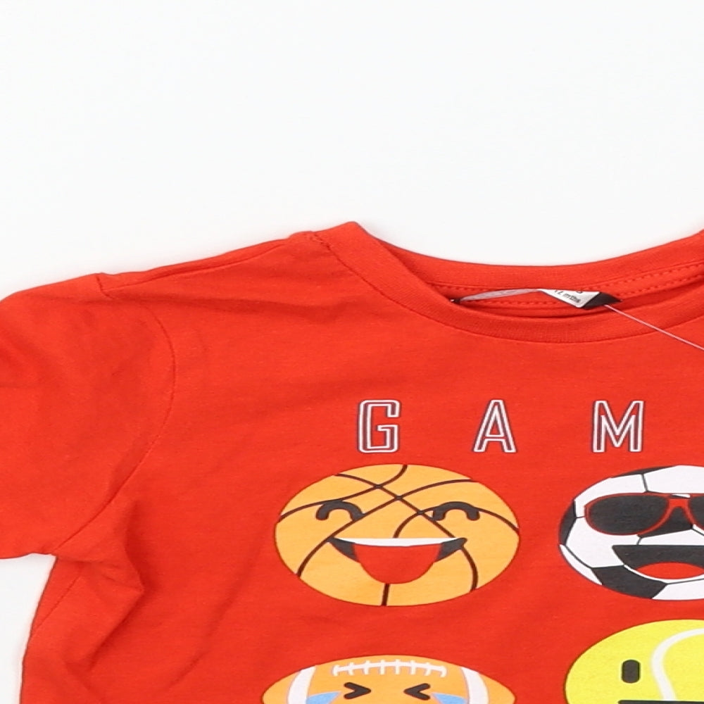 PEP & cO Boys Red   Basic T-Shirt Size 9-12 Months  - game face