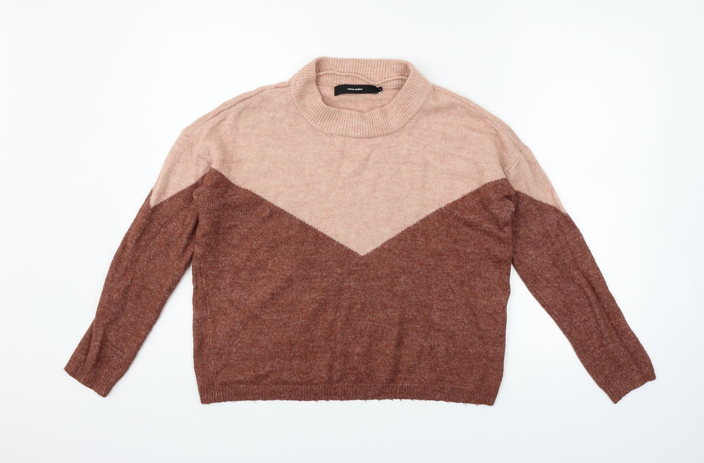 VERO MODA Womens Beige Geometric  Pullover Jumper Size S