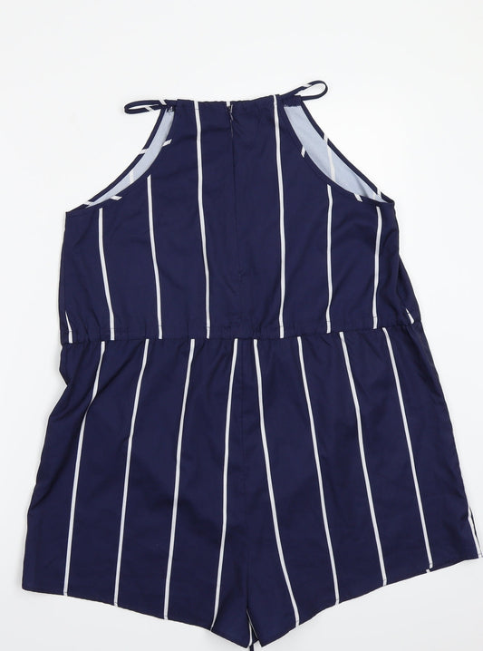 yoines Womens Blue Striped  Bodysuit One-Piece Size M