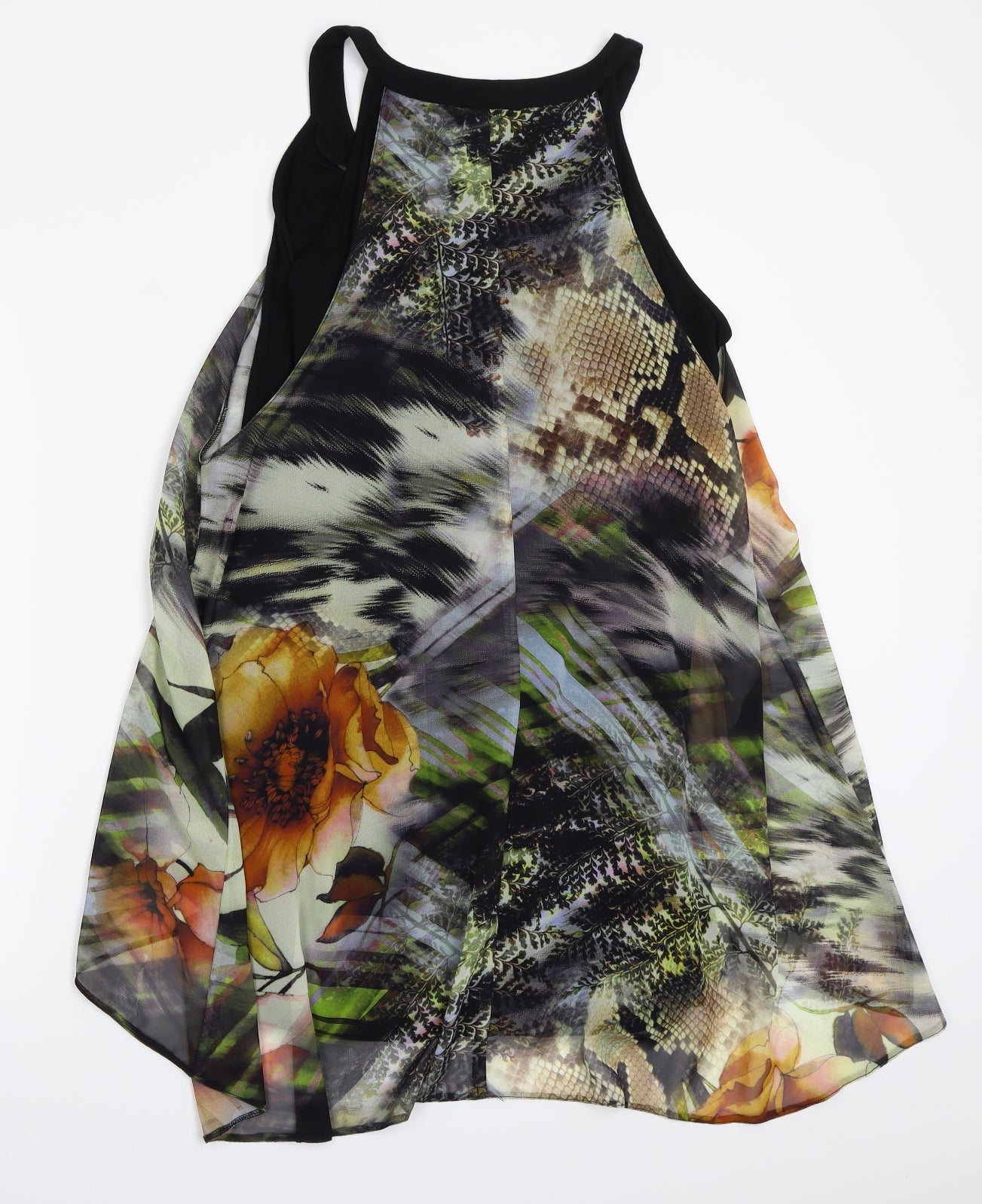 Wallis Womens Black Animal Print Rayon A-Line  Size 10