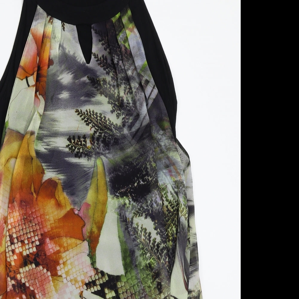 Wallis Womens Black Animal Print Rayon A-Line  Size 10