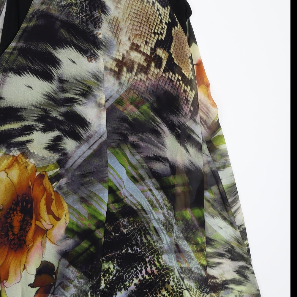 Wallis Womens Black Animal Print Rayon A-Line  Size 10