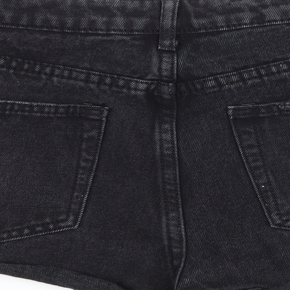 Missguided Womens Grey  Denim Hot Pants Shorts Size 10 - Distressed
