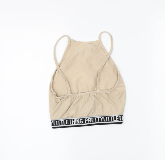 PRETTYLITTLETHING Womens Beige   Cropped T-Shirt Size 6