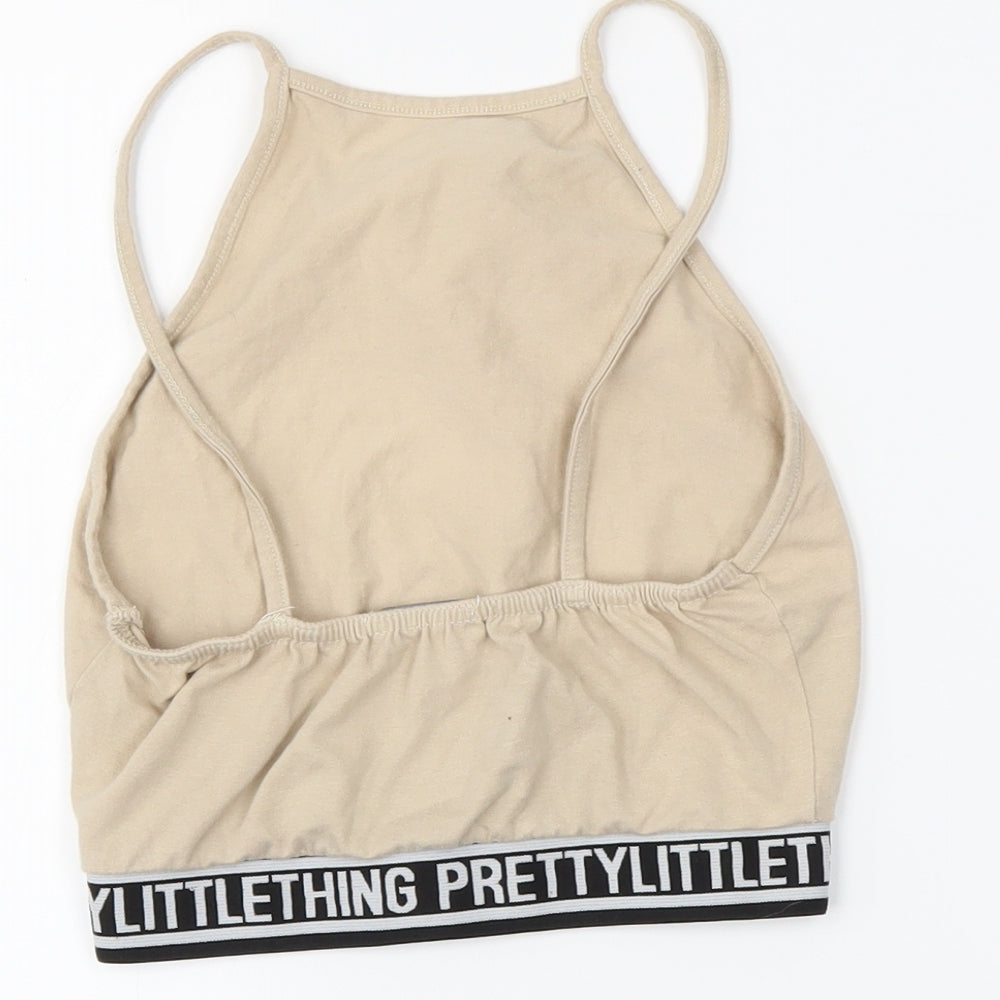 PRETTYLITTLETHING Womens Beige   Cropped T-Shirt Size 6
