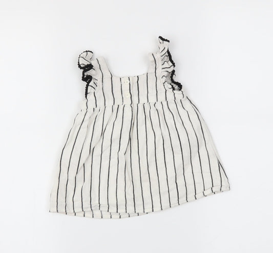 Primark Girls White Striped  Trapeze & Swing  Size 0-3 Months