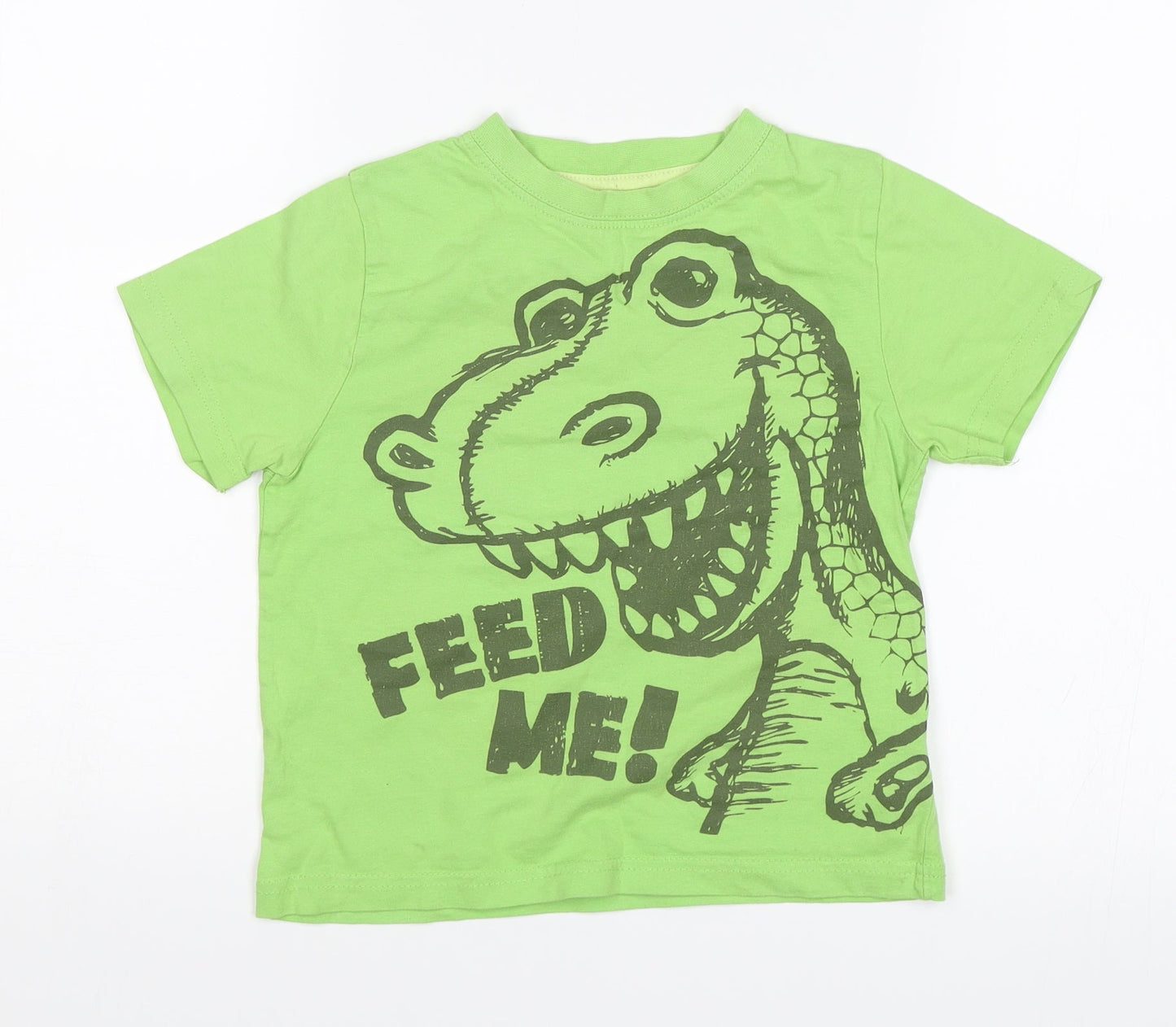 Rebel Boys Green   Basic T-Shirt Size 3-4 Years  - Dinosaur
