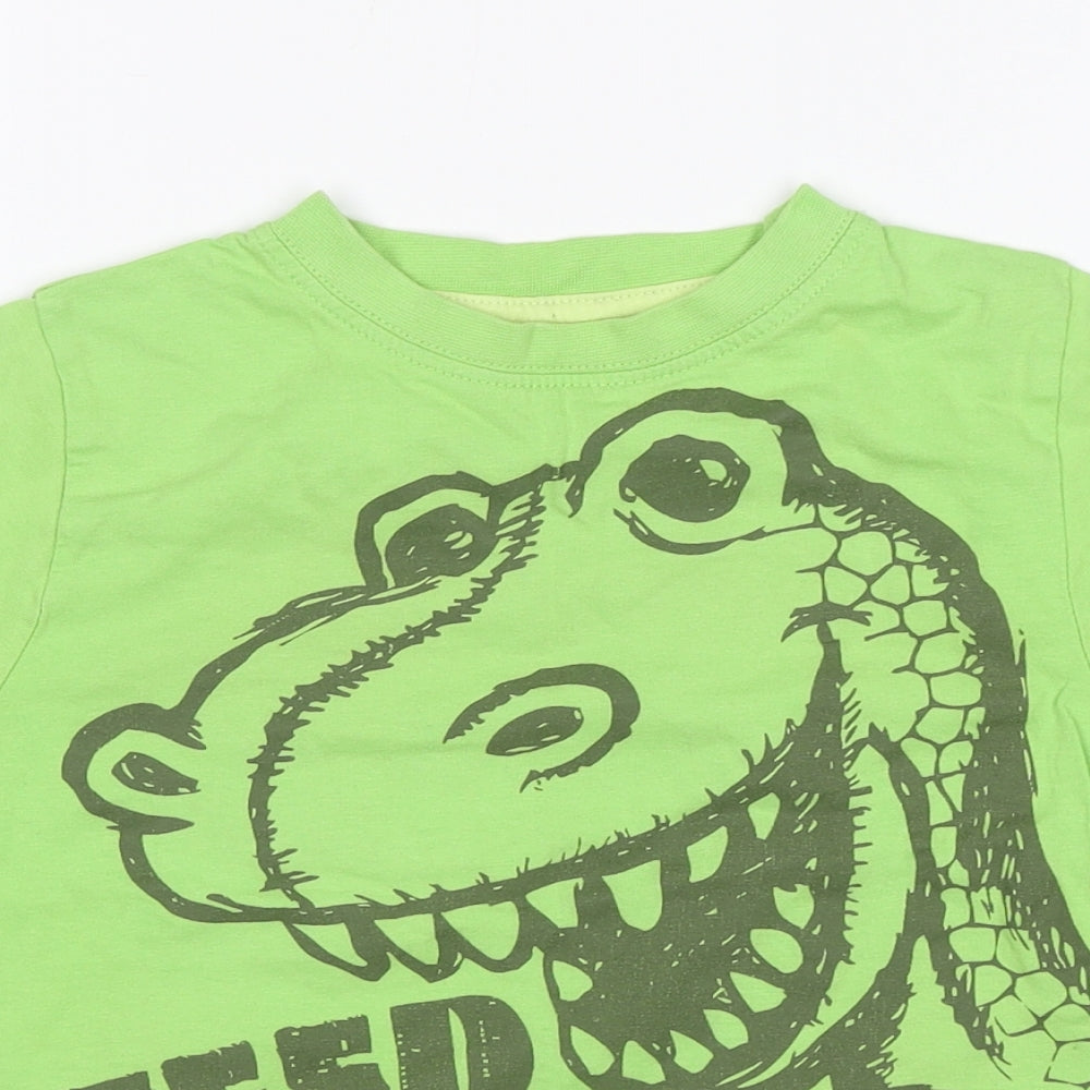Rebel Boys Green   Basic T-Shirt Size 3-4 Years  - Dinosaur