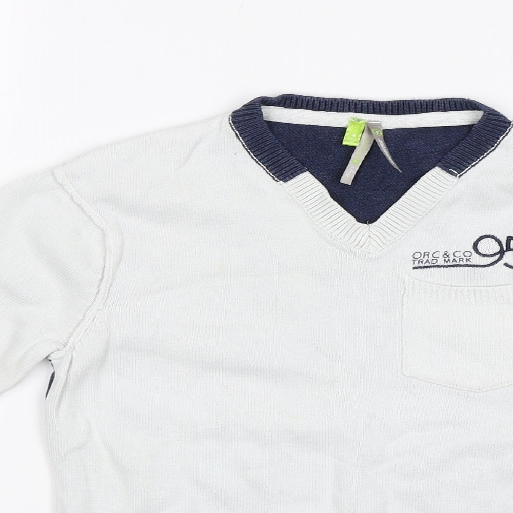 Orchestra Boys White   Pullover Jumper Size 4 Years  - Orc & Co Trad mark 95