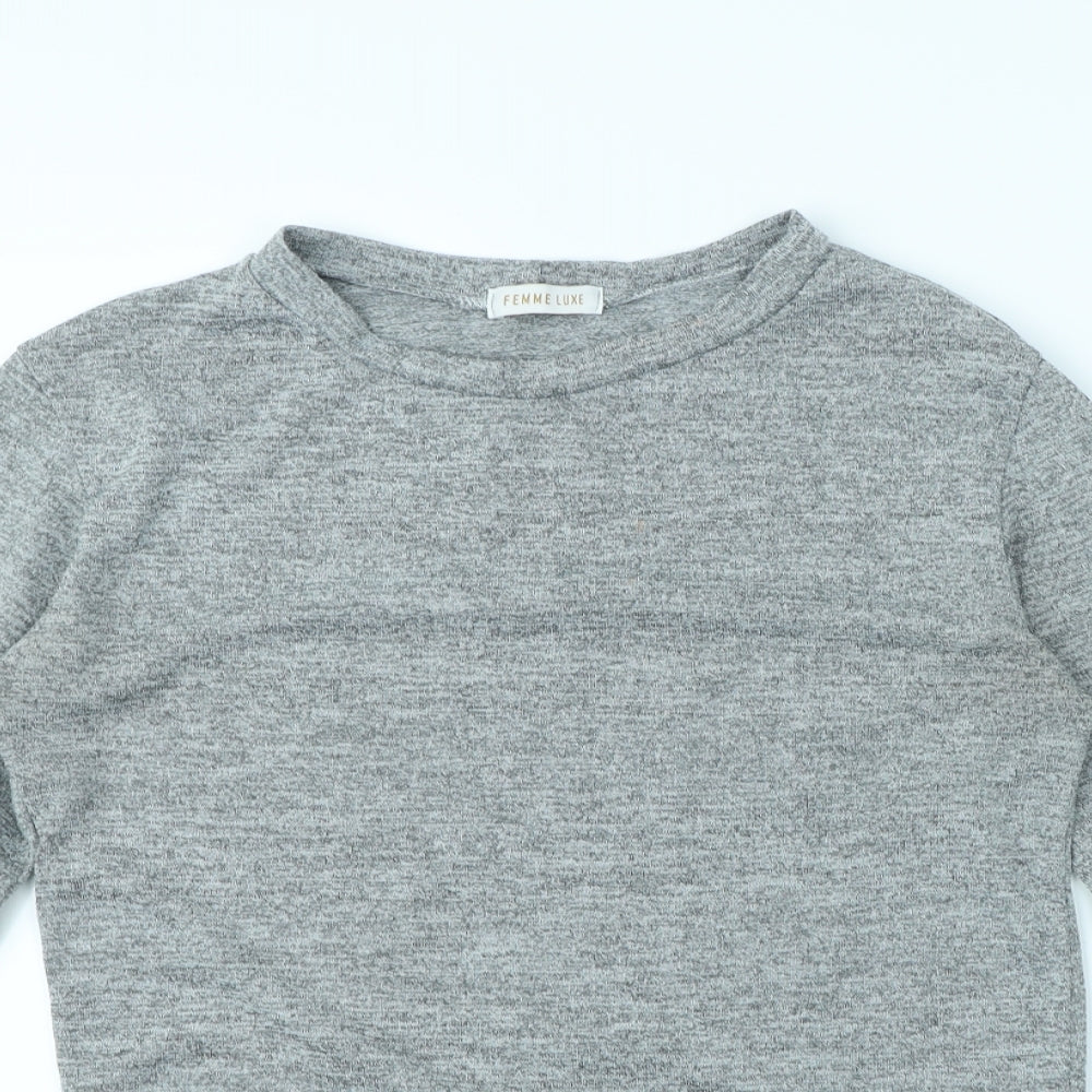 Femme Luxe Womens Grey   Pullover Jumper Size S