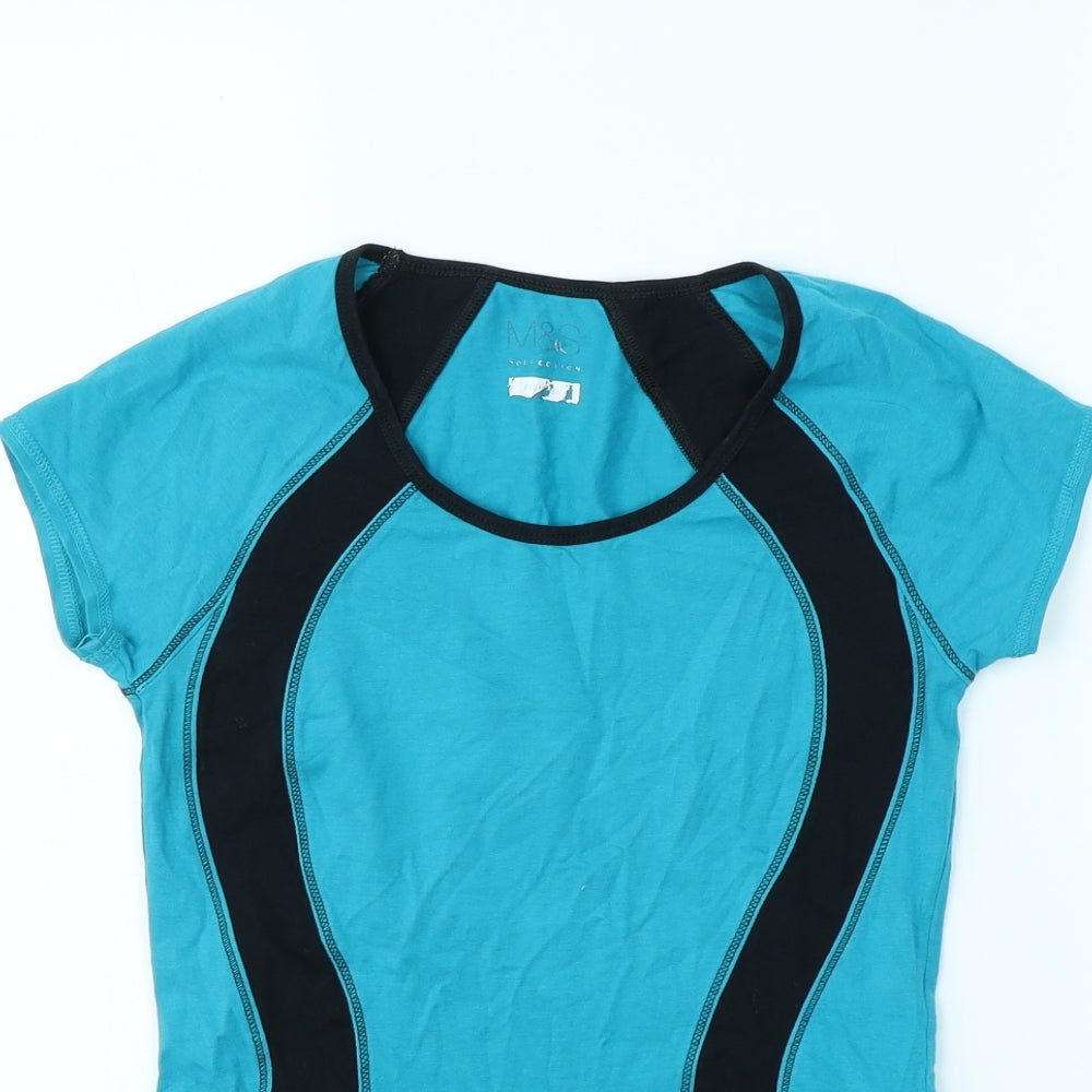 M&S Womens Blue   Basic T-Shirt Size 8