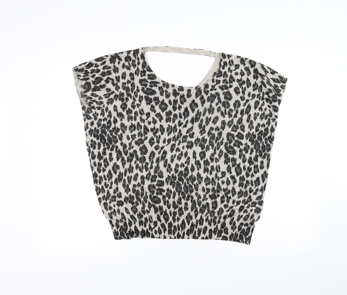 Preworn Womens Black Animal Print  Basic T-Shirt Size S