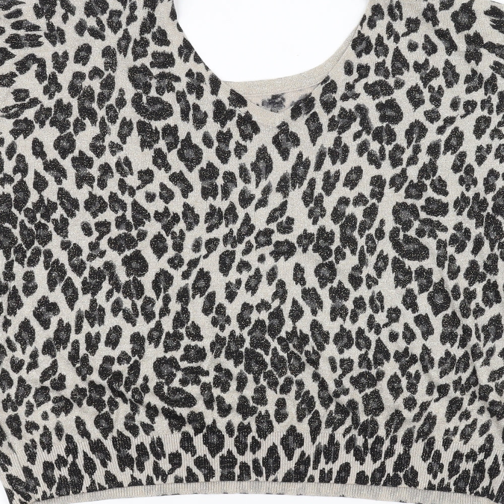 Preworn Womens Black Animal Print  Basic T-Shirt Size S