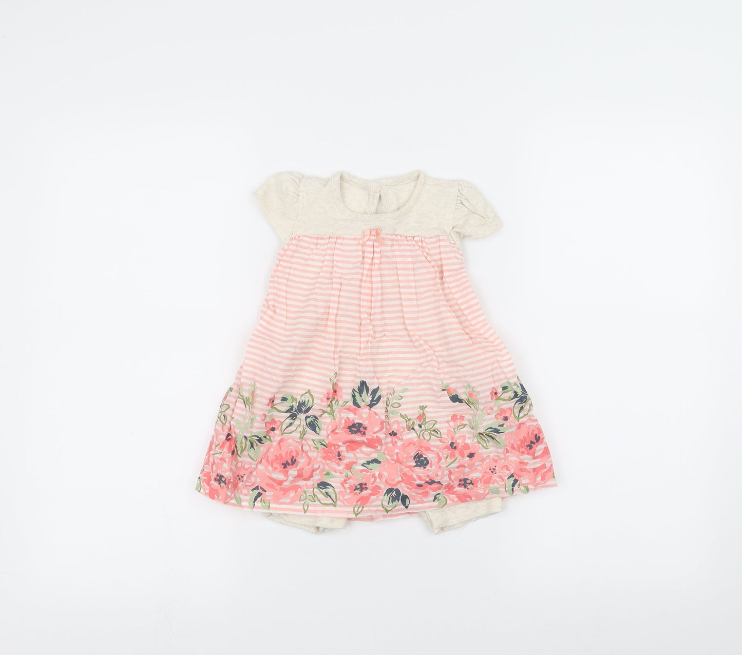 George Girls Pink Striped  A-Line  Size 9-12 Months