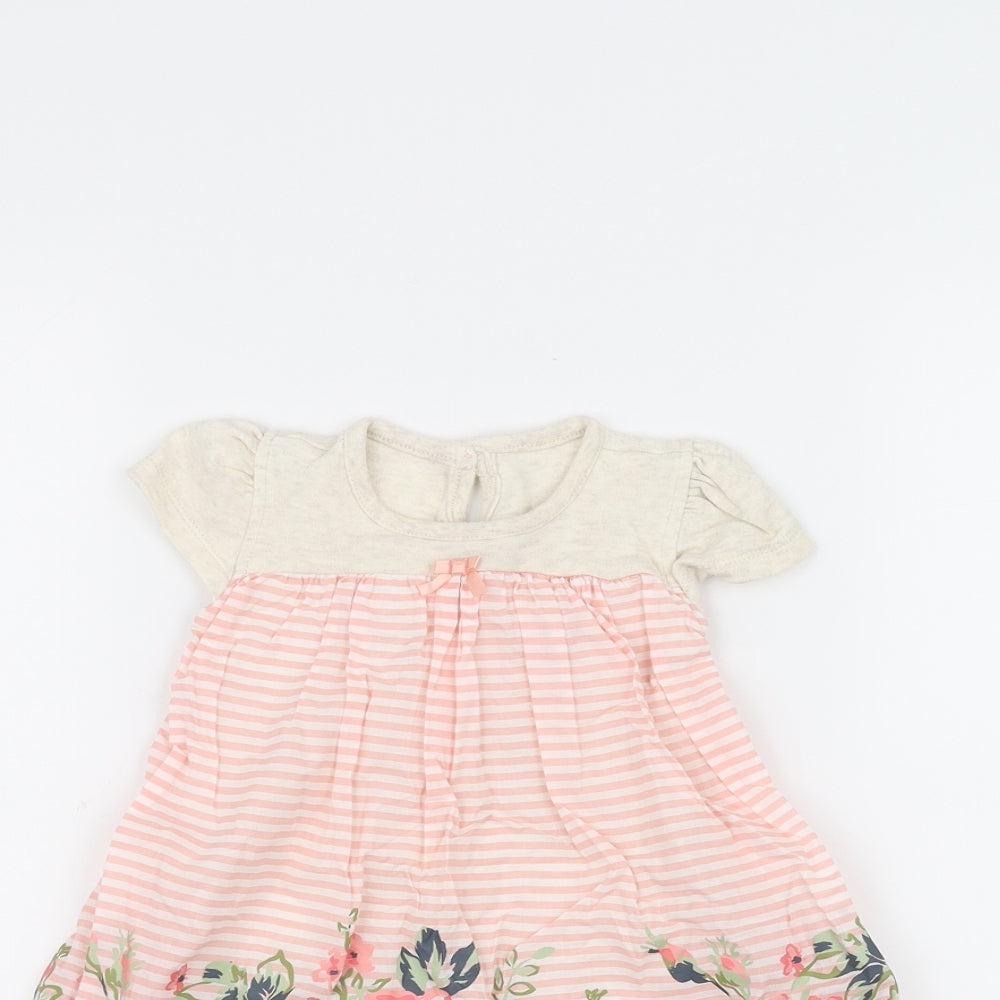 George Girls Pink Striped  A-Line  Size 9-12 Months