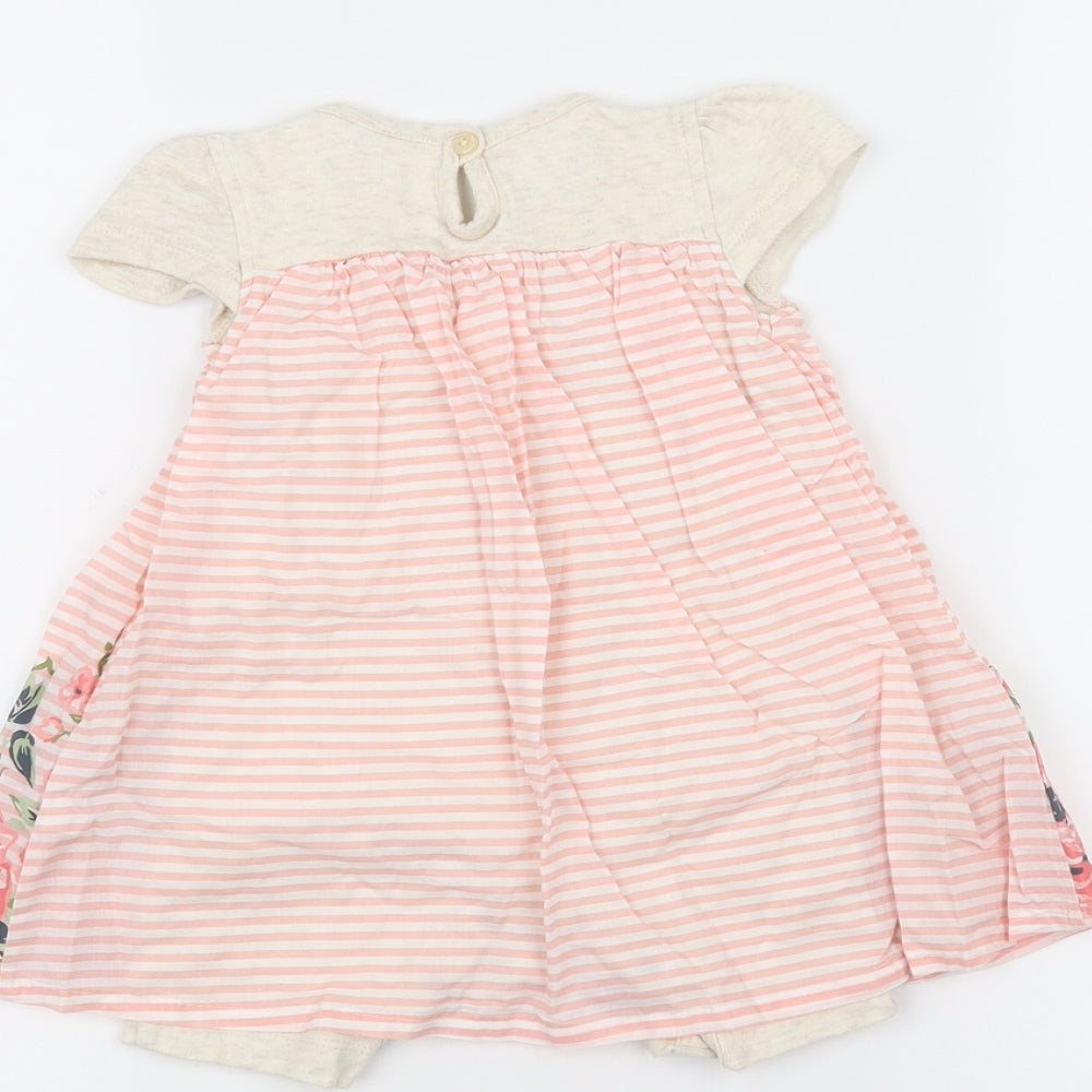 George Girls Pink Striped  A-Line  Size 9-12 Months