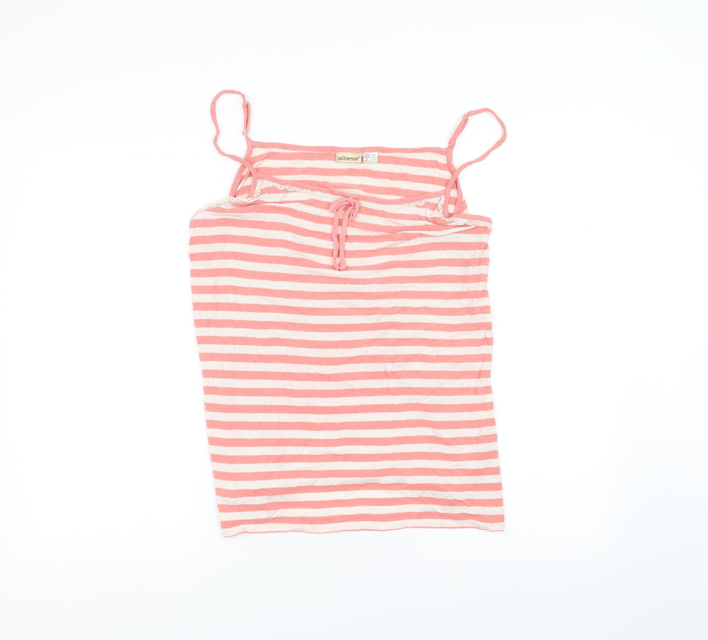 Jolinesse Womens White Striped  Basic T-Shirt Size 14