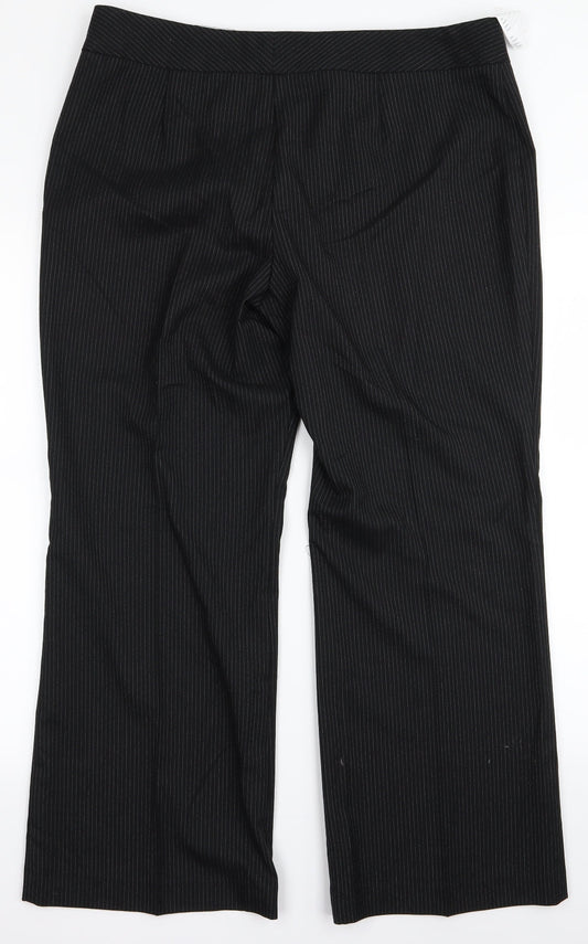 Marks and Spencer Womens Black Striped  Trousers  Size 16 L22 in