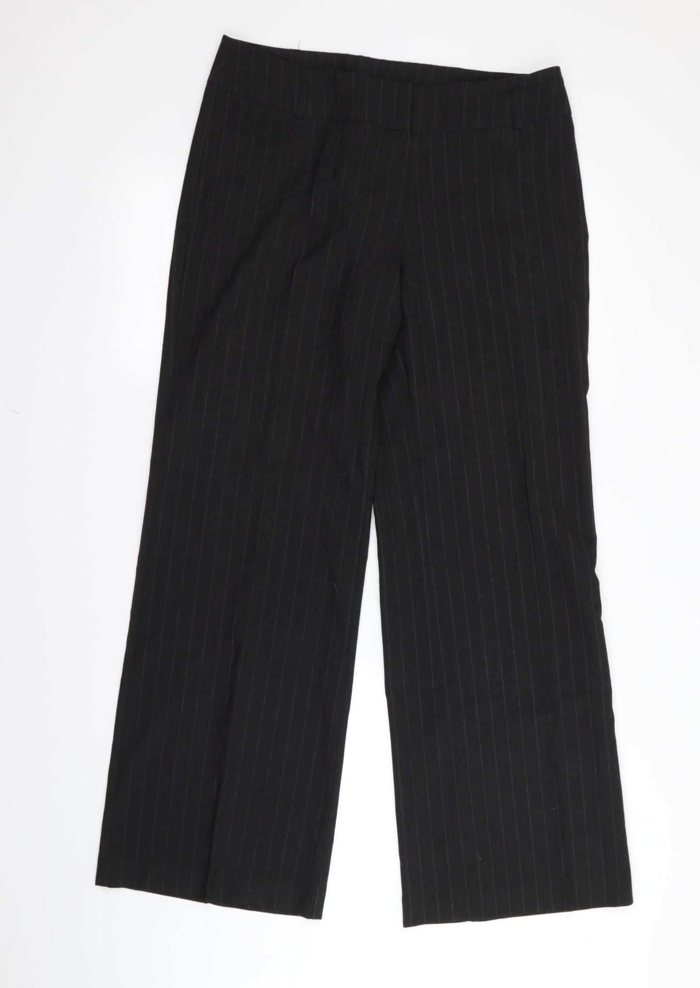 Preworn Womens Black Striped  Trousers  Size 12 L28 in