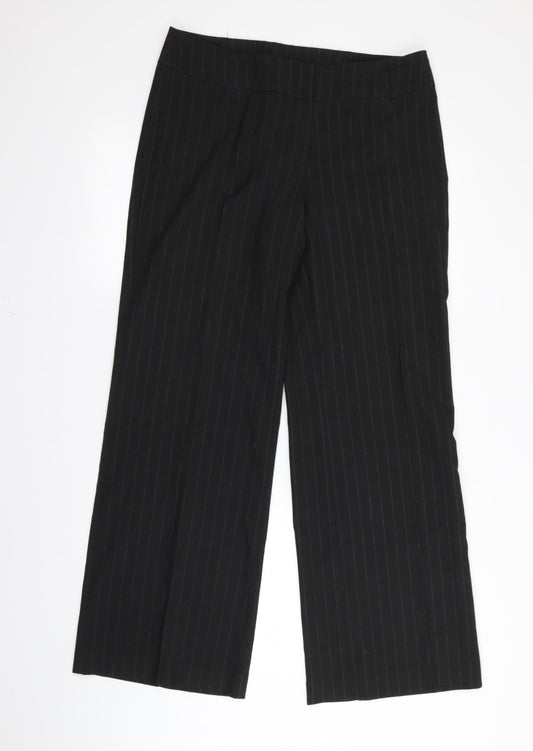 Preworn Womens Black Striped  Trousers  Size 12 L28 in