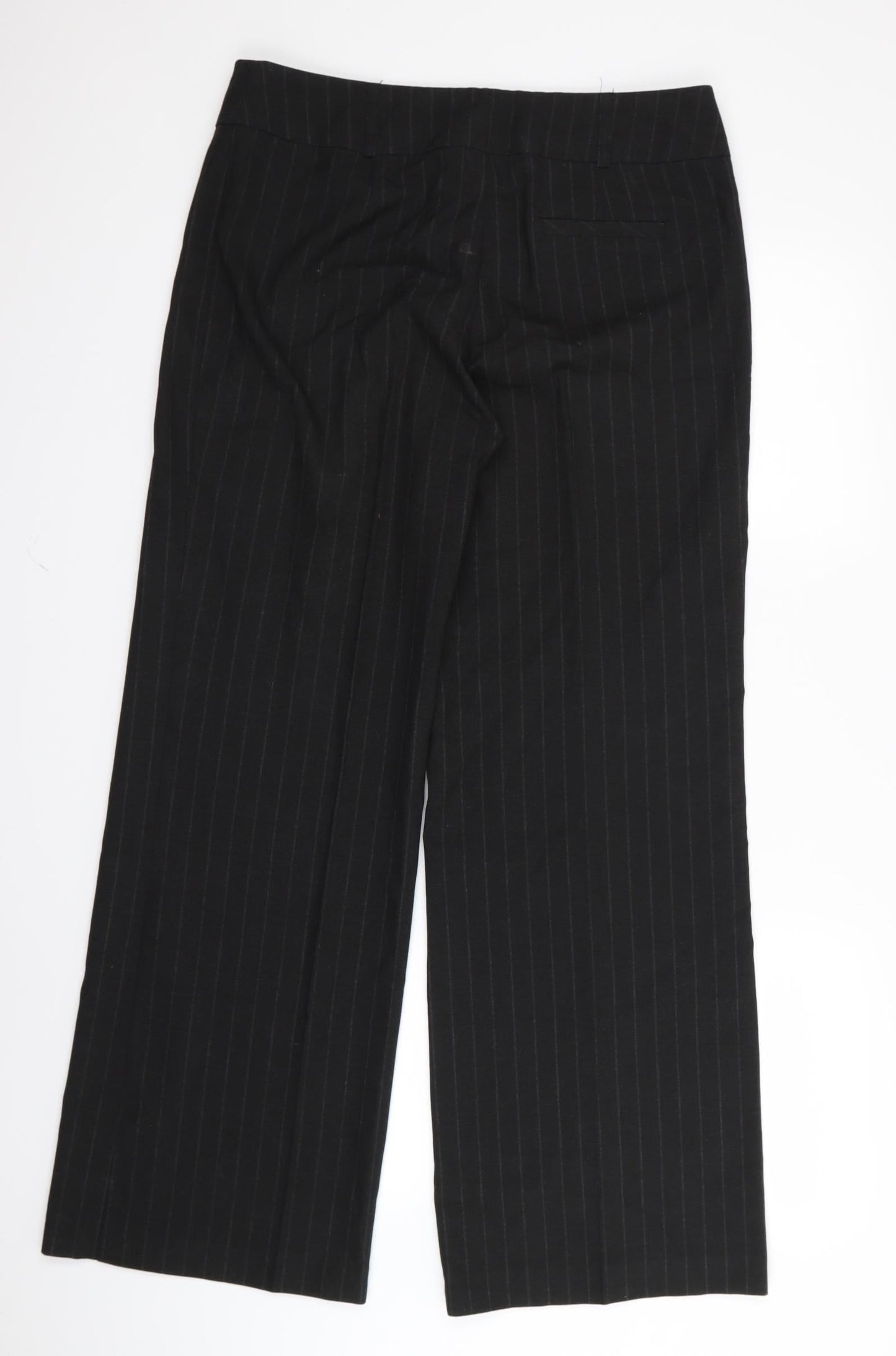 Preworn Womens Black Striped  Trousers  Size 12 L28 in