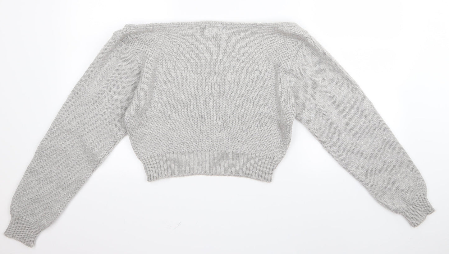 PRETTYLITTLETHING Womens Grey   Pullover Jumper Size S
