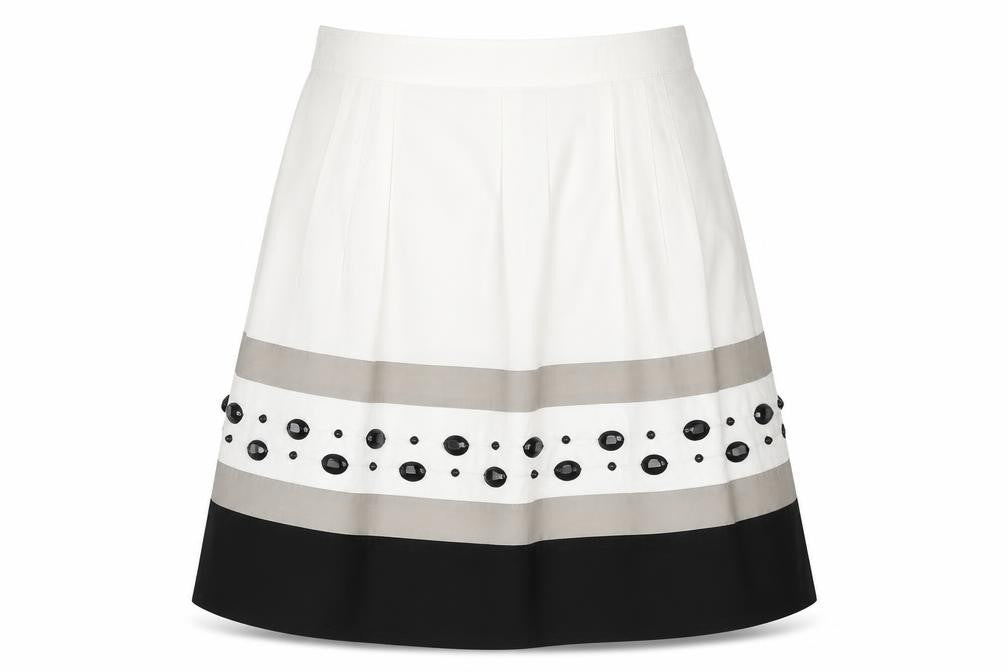 DKNY Womens White Striped  Flare Skirt Size 30 in