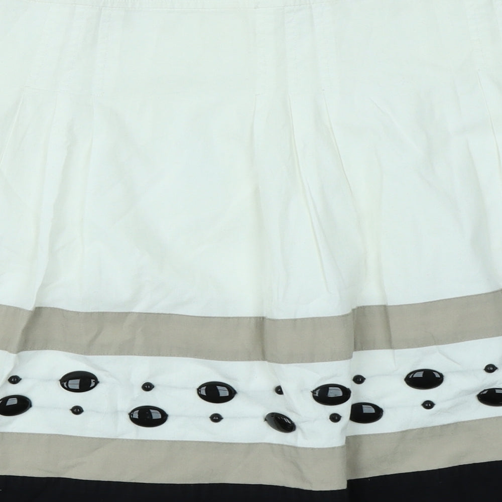 DKNYC Womens White Striped  Flare Skirt Size 30 in