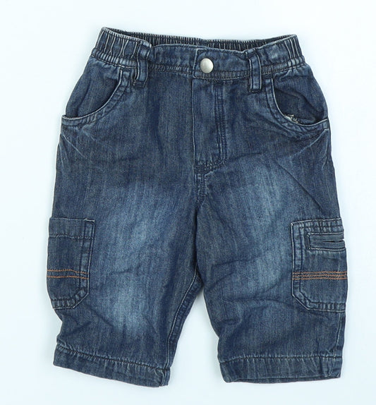 Cherokee Baby Blue  Denim Cargo Jeans Size 0-3 Months
