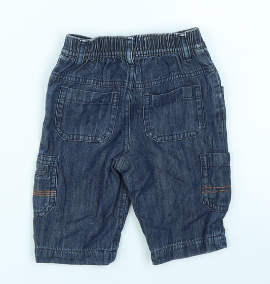 Cherokee Baby Blue  Denim Cargo Jeans Size 0-3 Months