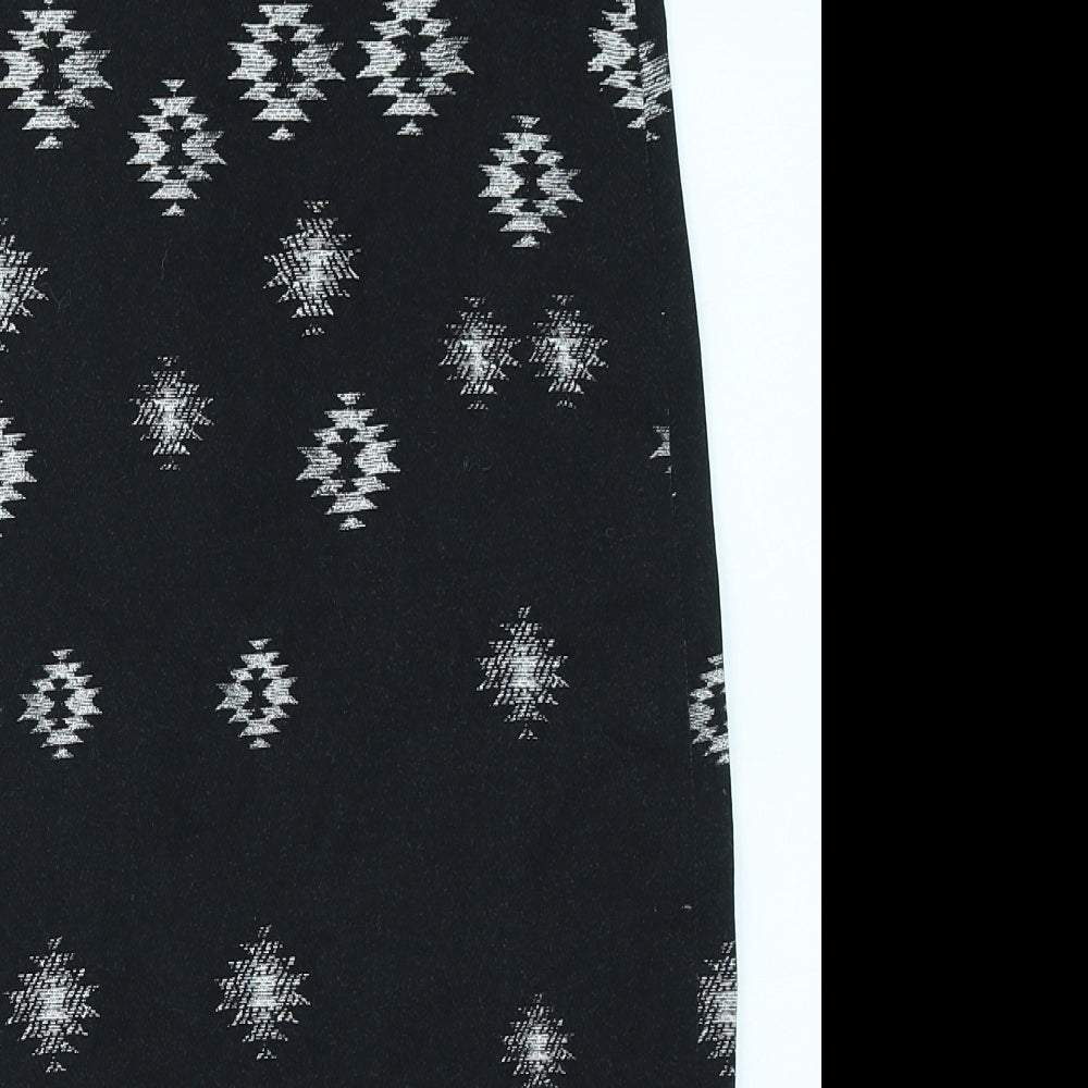 Topshop Womens Black Geometric  Straight & Pencil Skirt Size 10