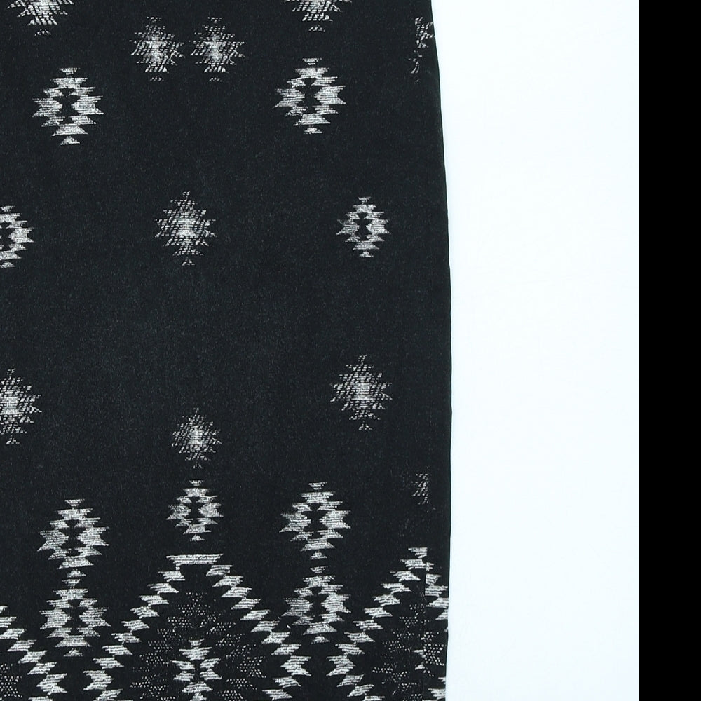 Topshop Womens Black Geometric  Straight & Pencil Skirt Size 10