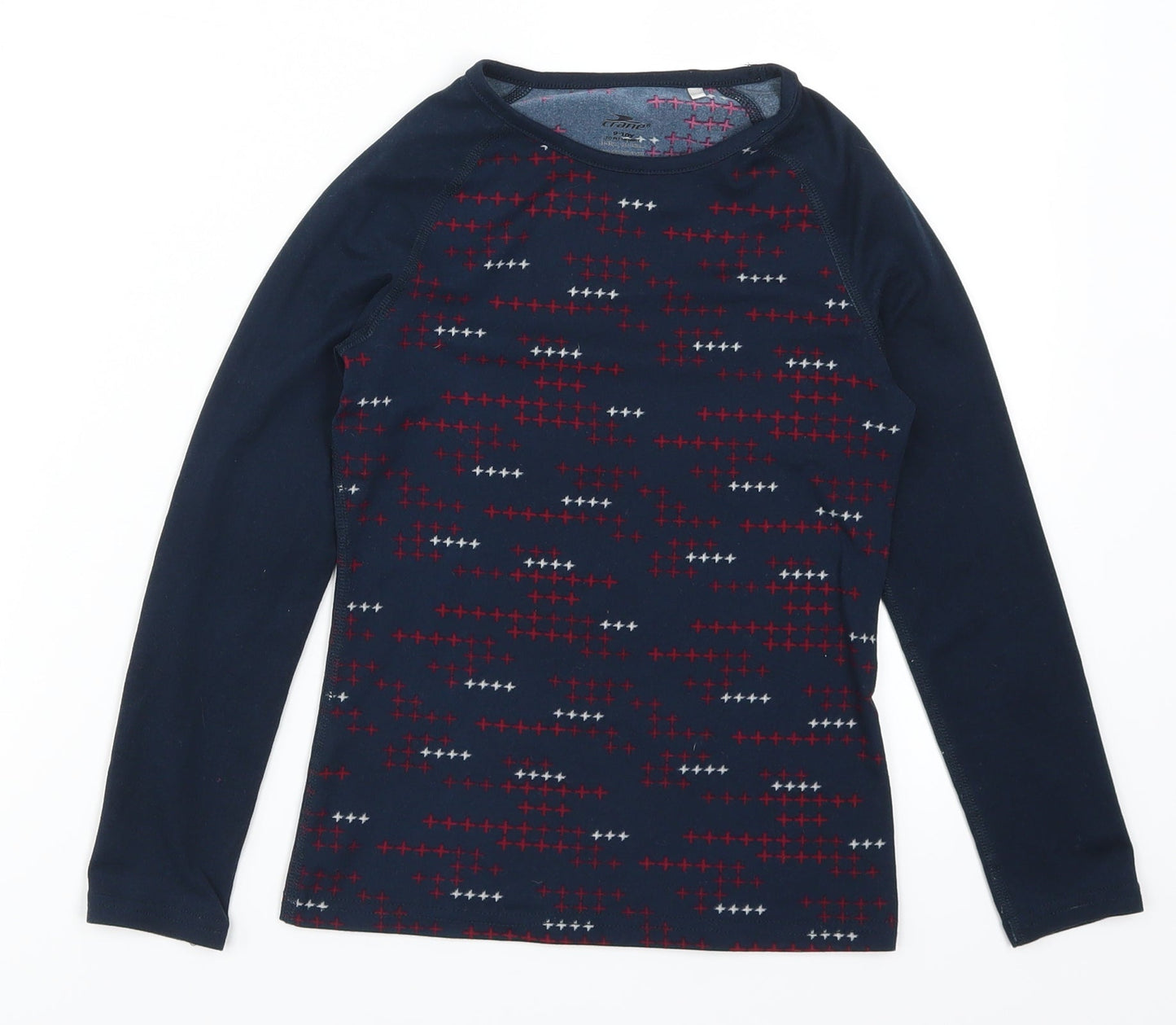 Crae Girls Blue Geometric  Basic T-Shirt Size 9-10 Years
