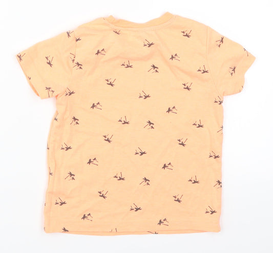 Primark Boys Orange   Basic T-Shirt Size 3-4 Years  - Palm Trees