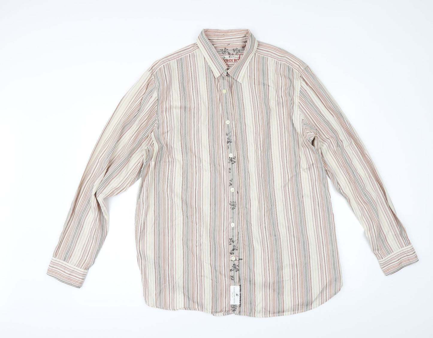 Debenhams Mens Beige Striped   Button-Up Size L