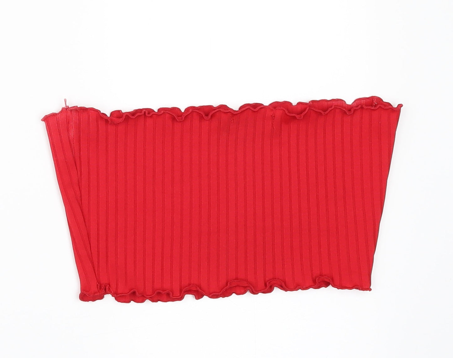 PRETTYLITTLETHING Womens Red   Cropped T-Shirt Size 6  - STRAPLESS
