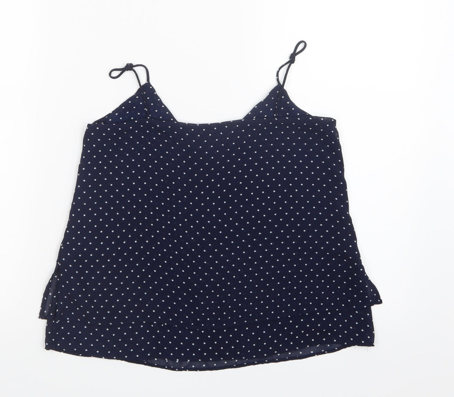 H&M Womens Blue Polka Dot Mesh Camisole T-Shirt Size 4