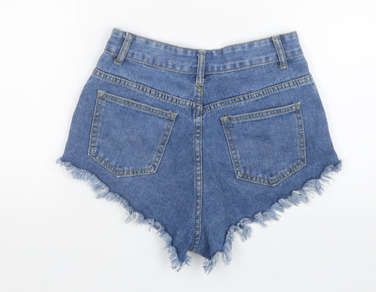 Preworn Womens Blue  Denim Hot Pants Shorts Size 25 in