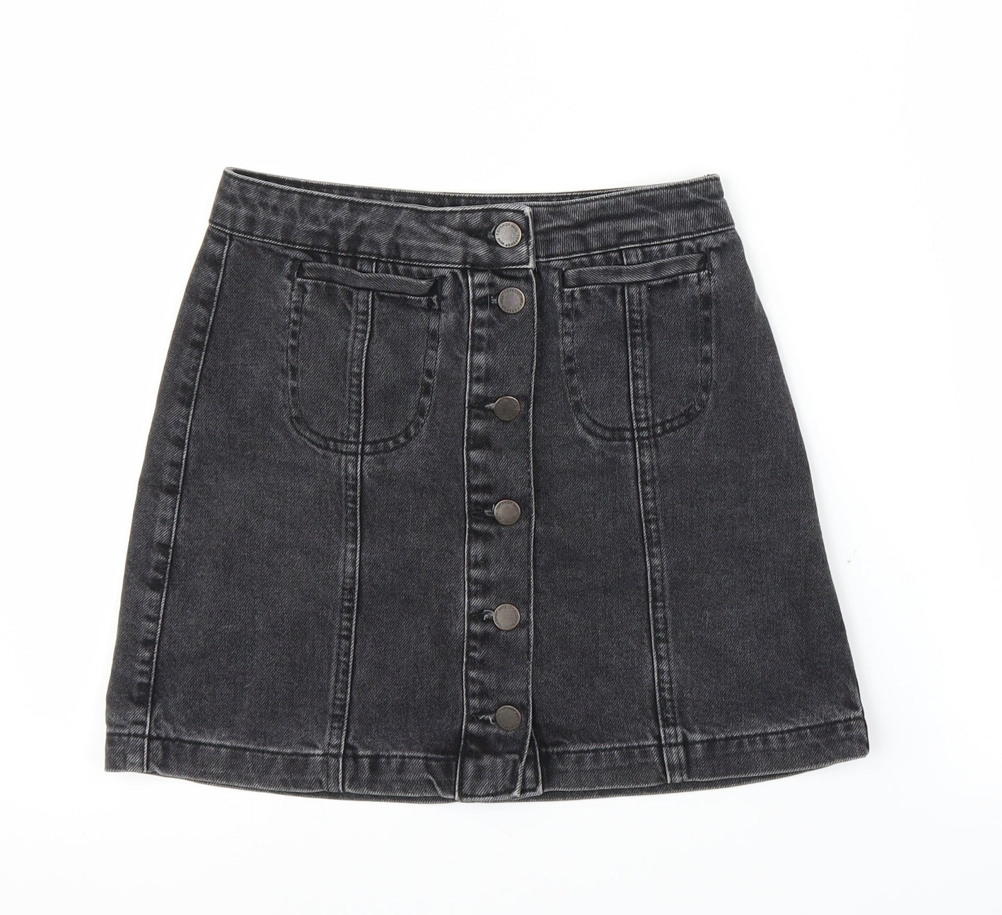 Topshop Womens Black  Denim A-Line Skirt Size S