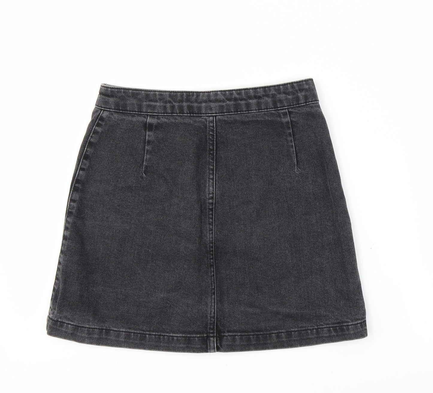 Topshop Womens Black  Denim A-Line Skirt Size S