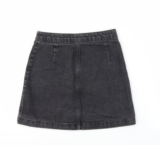 Topshop Womens Black  Denim A-Line Skirt Size S