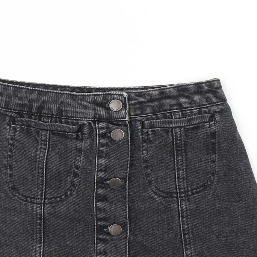 Topshop Womens Black  Denim A-Line Skirt Size S