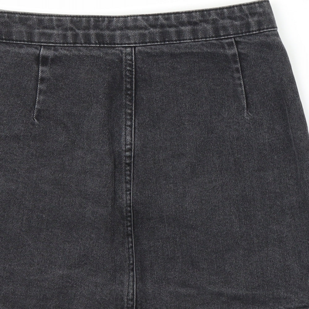 Topshop Womens Black  Denim A-Line Skirt Size S