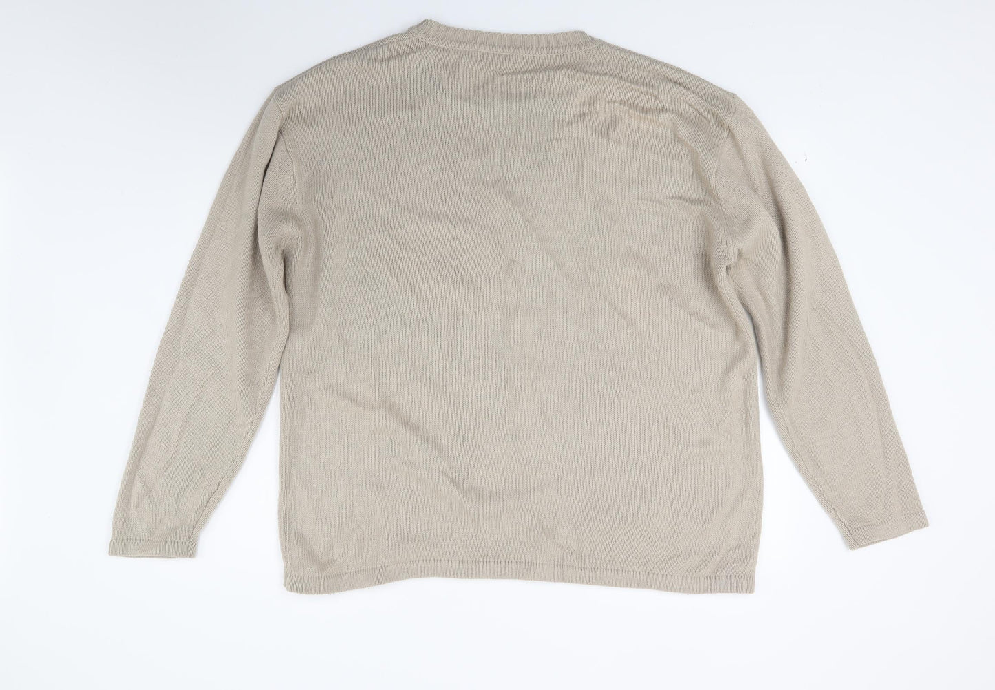 Tnx Mens Beige  Knit Pullover Jumper Size L