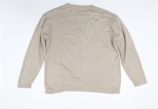Tnx Mens Beige  Knit Pullover Jumper Size L