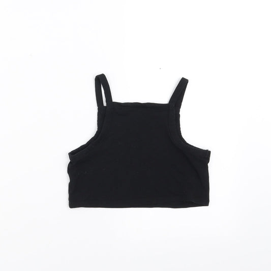 Zara Girls Black   Camisole T-Shirt Size 10 Years  - cropped