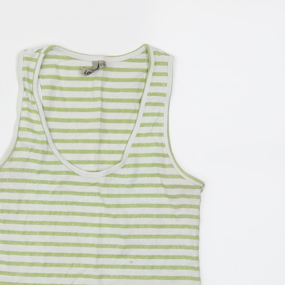 spot  Womens Green Striped  Basic T-Shirt Size 10