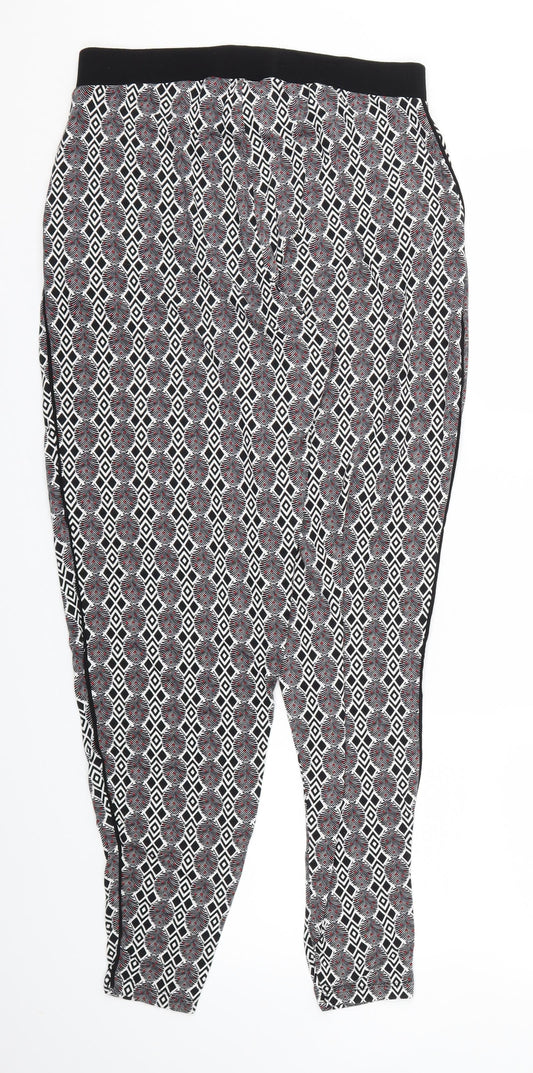 NEXT  Womens Black Argyle/Diamond  Trousers  Size 10 L29 in - Stretch waistband