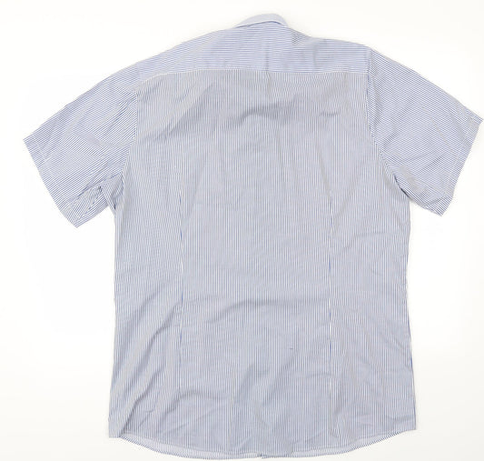 OLYMP  Mens Blue Striped   T-Shirt Size 17