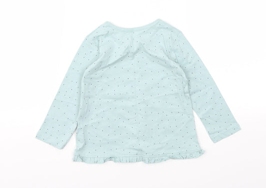 George Girls Blue Polka Dot  Basic T-Shirt Size 9-12 Months